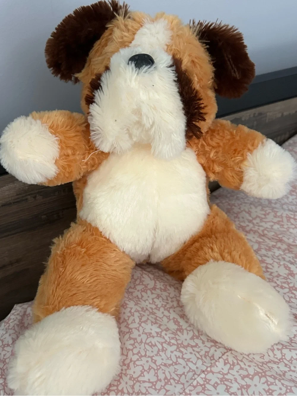 Plush Dog Toy - Cream and Brown - Unbranded